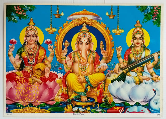 AOP India DIWALI POOJA Hindu God Poster J.B.KHANNA & Co. 49cm x 34cm R
