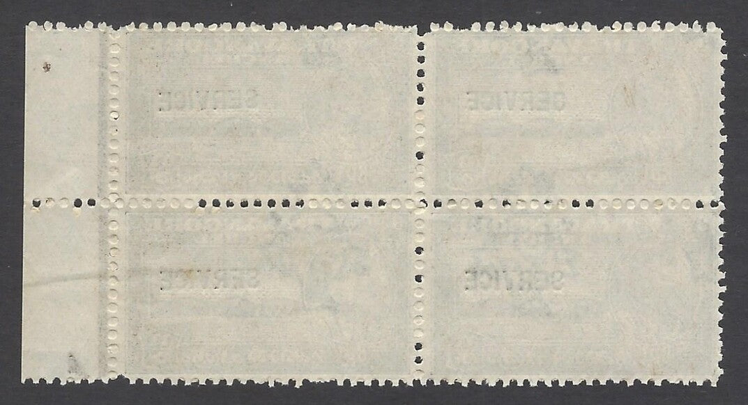 India Travancore State 1942 3/4ch SG O104b perf 11 unused block of 4