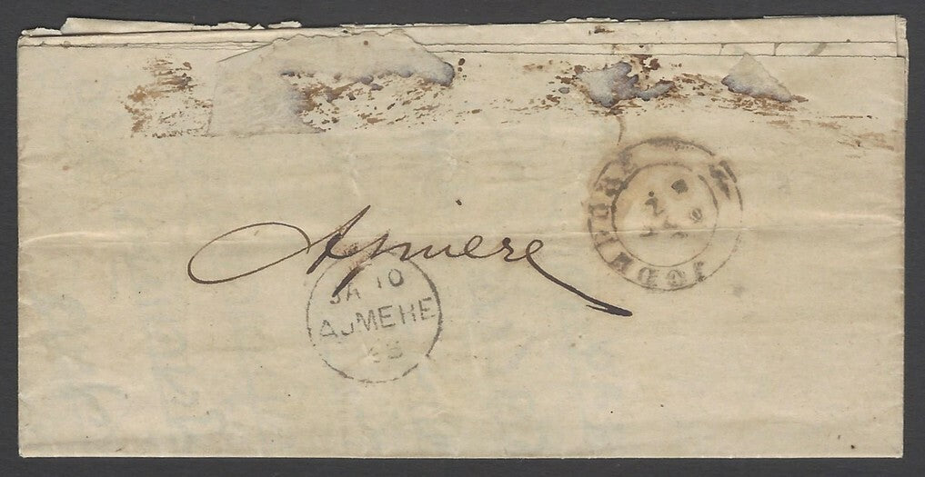 AOPIMT India 1862 stampless cover JODHPORE to AJMERE