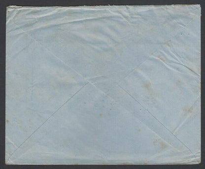 India 12a blue aimail envelope used uprated 4a & 8a used 1957 to USA 24a rate