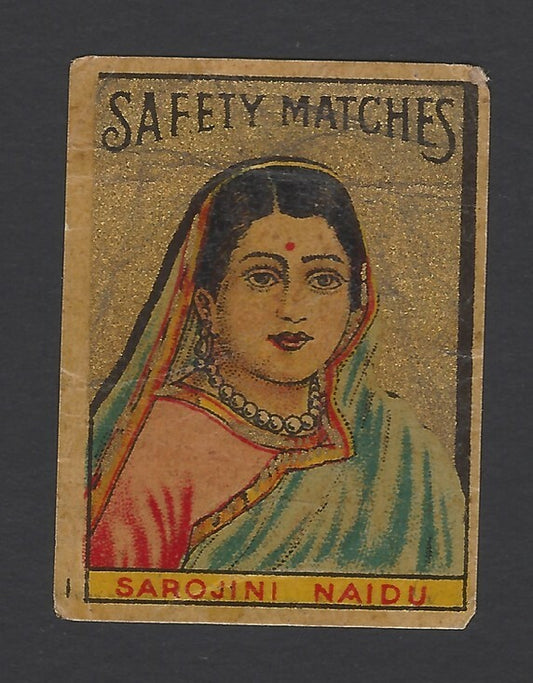 India vintage matchbox label SAROJINI NAIDU
