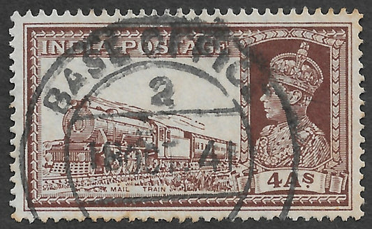 67 India KGVI King George VI 4a Mail Train canc BASE OFFICE 2 Khartoum