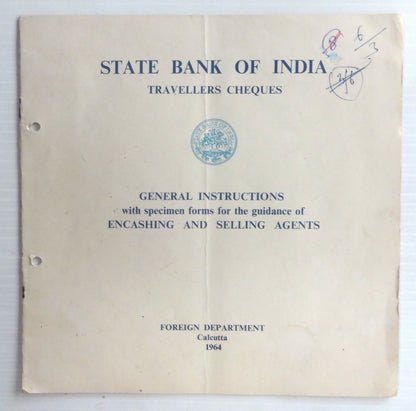 State Bank of India 1964 SPECIMEN Cheques (4) in folder