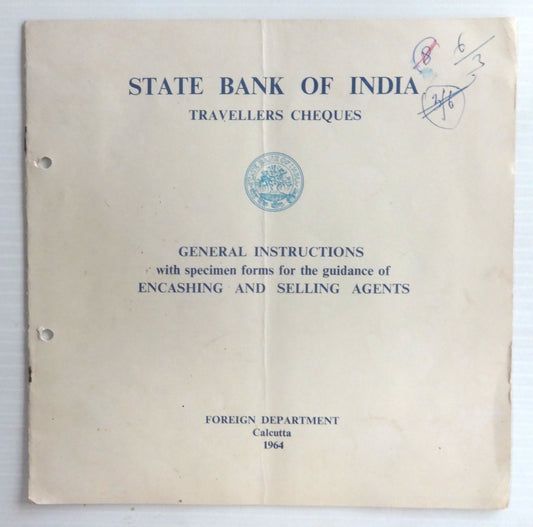 State Bank of India 1964 SPECIMEN Cheques (4) in folder