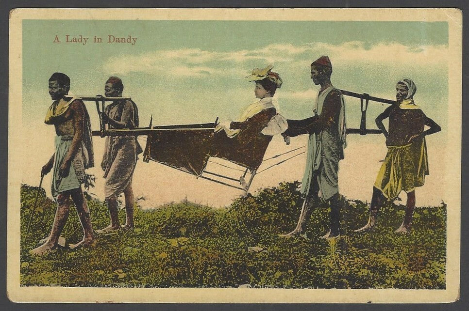 India vintage colour postcard A LADY IN A DANDY