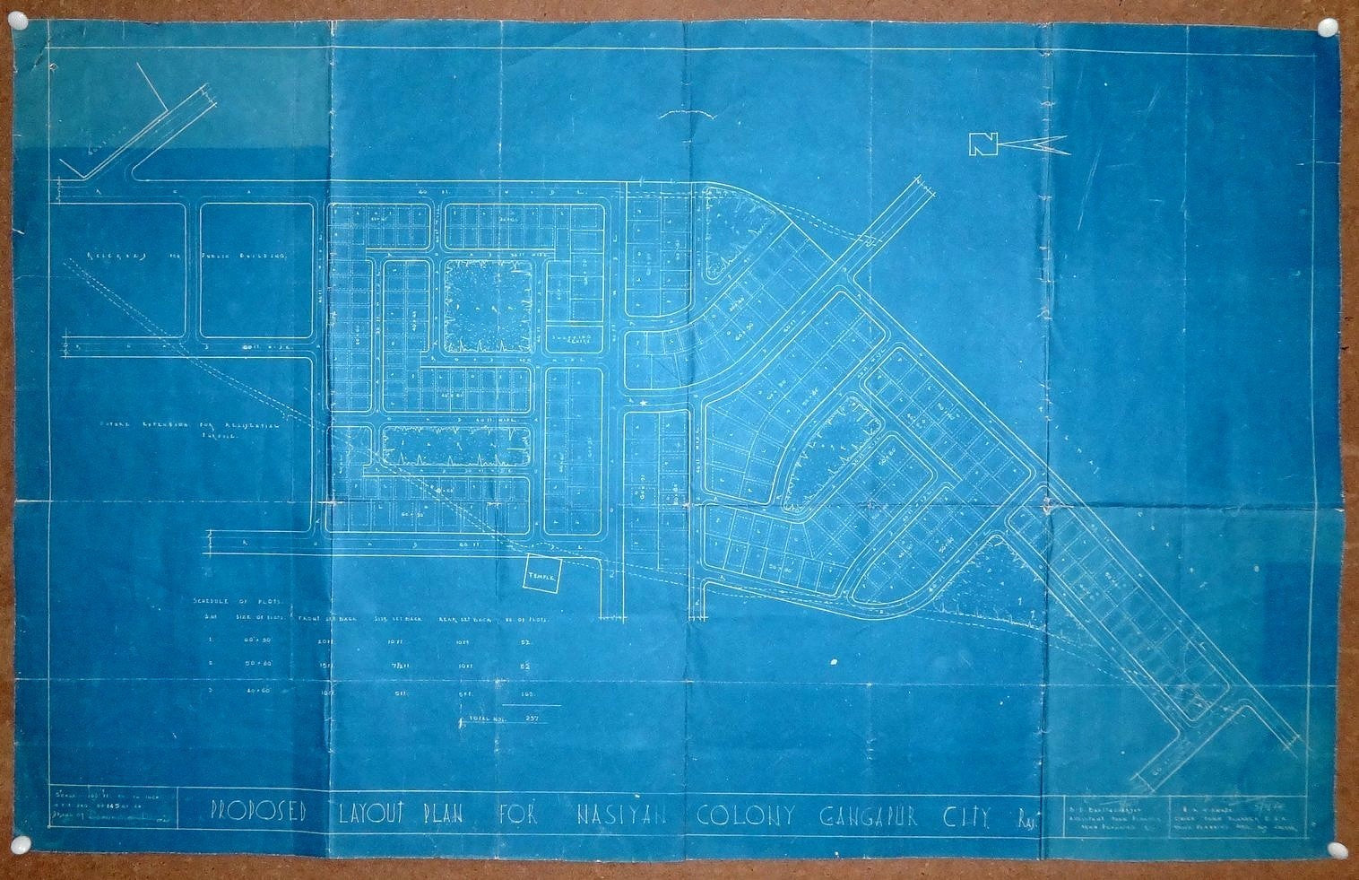 India 1954 Survey Map of the proposed NASIYAN COLONY Gangapur 22” x 35”