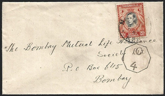 Kenya Uganda Tanganyika WW2 KGVI censored cover NAIROBI to India