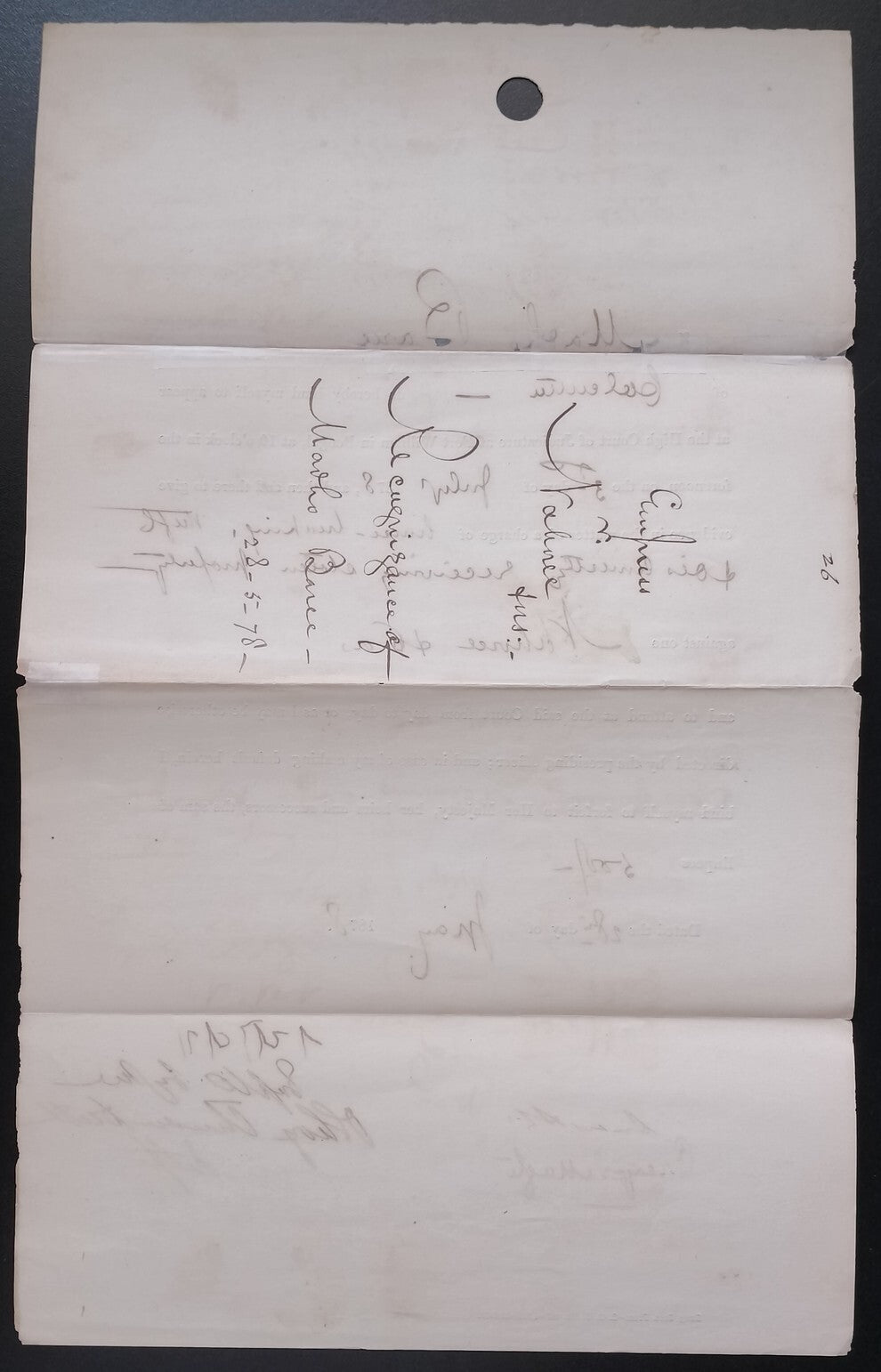 India QV COURT FEE SERVICE 1R used on 1878 document