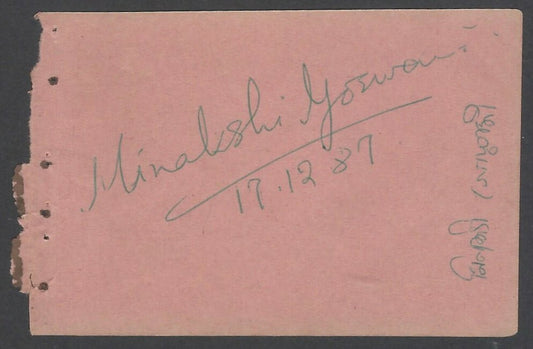 AOP India MEENAKSHI GOSWANI 1987 Bengali Actor signed autograph book page