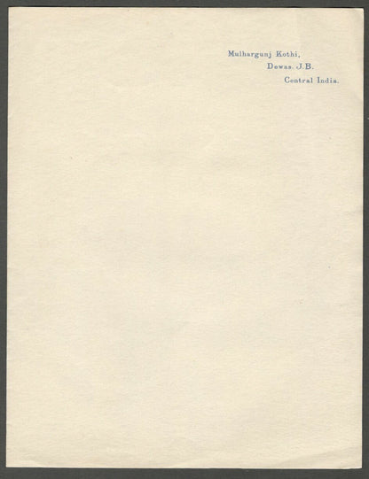 AOP India Dewas J.B. State Mulhargunj Kothi herald crested letter sheet (2)