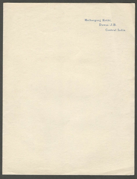 AOP India Dewas J.B. State Mulhargunj Kothi herald crested letter sheet (2)