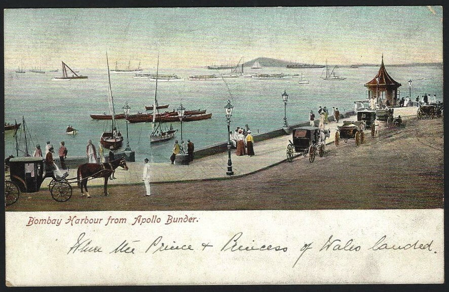 India BOMBAY vintage UB postcard Harbour from Apollo Bunder