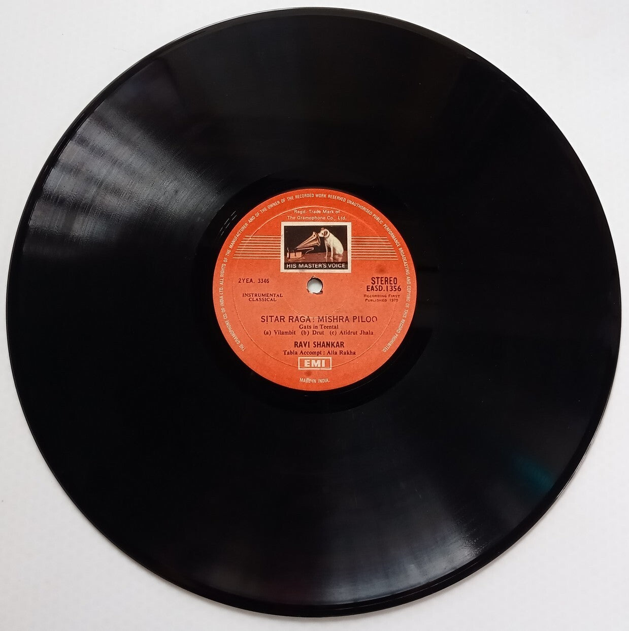 India HMV 33rpm record - Instrumental Classical by Ravi Shankar - Sitar Raga