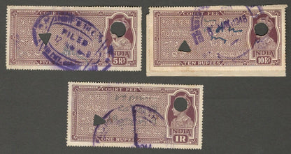 AOP India Court Fee stamps KGVI King George VI x 15