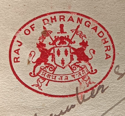 India 1945 crested letter RAJ OF DHRANGADHRA