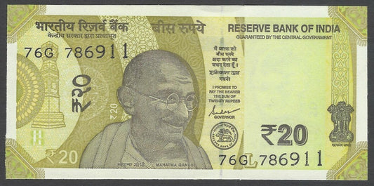 India 20 Eupees banknote # 786 911 UNCIRCULATED 