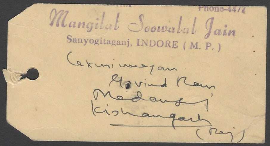 AOPIMT India 197Os PARCEL TAG