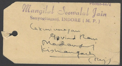 AOPIMT India 197Os PARCEL TAG