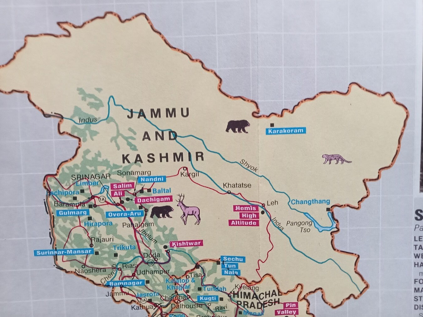 AOP India Guide To India WILDLIFE 1991 with multi colour illustrated map