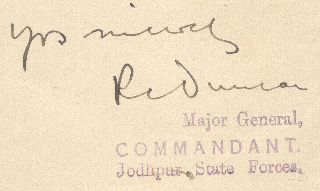 India 1946 crested letter HEADQUARTERS * JODHPUR STATE FORCES