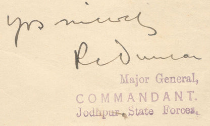 India 1946 crested letter HEADQUARTERS * JODHPUR STATE FORCES