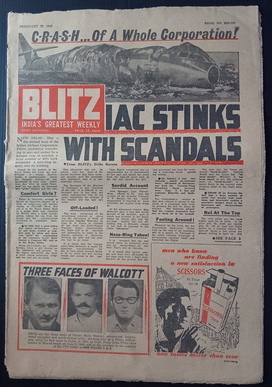 BLITZ Feb 26, 1966 issue INDIAN AIRLINES STINKS WITH SCANDALS