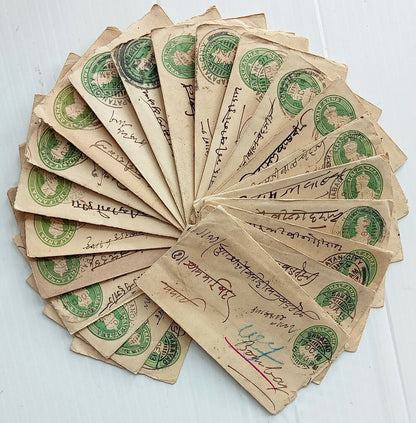 AOP India KGV 1/2a green envelopes x 100 selected for condition WHOLESALE
