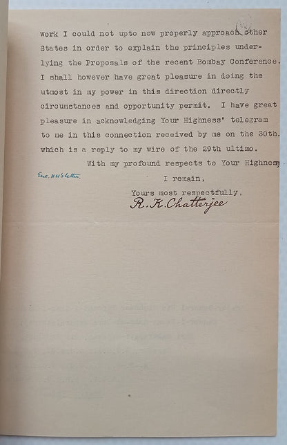 BANSDA STATE crested letter 1931 India