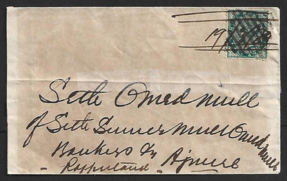 AOP India 1889 cover with dated manuscript cancellation