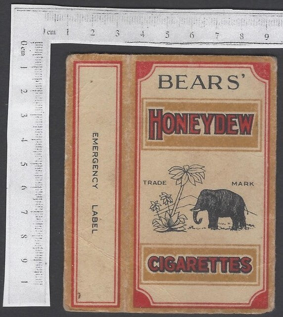 AOP India vintage empty cigarette packet BEARS' HONEYDEW CIGARETTES