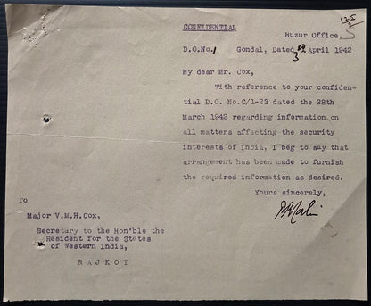 India WW2 1942 Questionnaire re: ILL INTENTIONED ALIENS 5TH COLUMNISTS