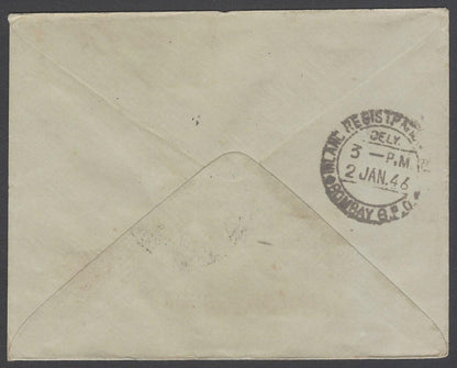 AOP India 1946 Victory registered FDC First Day cover