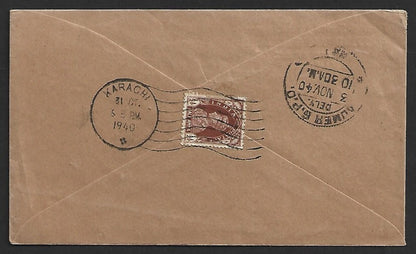 AOP India KGVI cover canc "KARACHI" comet