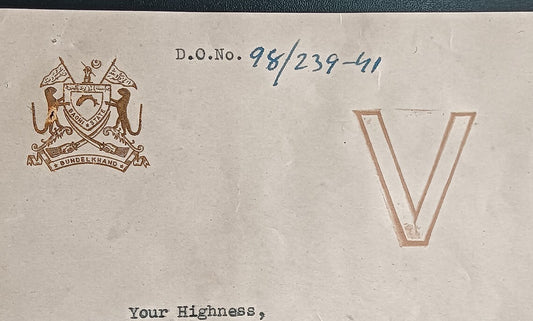 India BAONI STATE crested letter with V (Victory) hs signed Nawab of Baoni