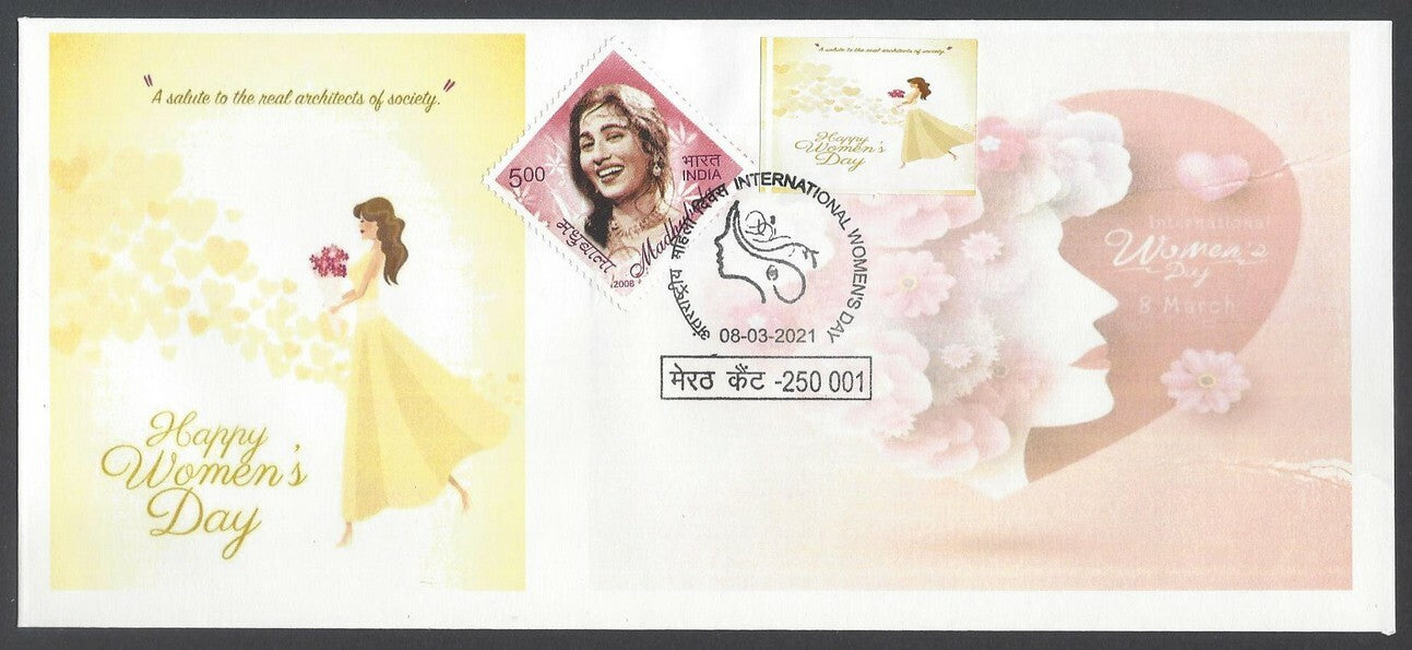 AOP India 2021 WOMEN'S DAY event cover with 2008 Madhubala with label