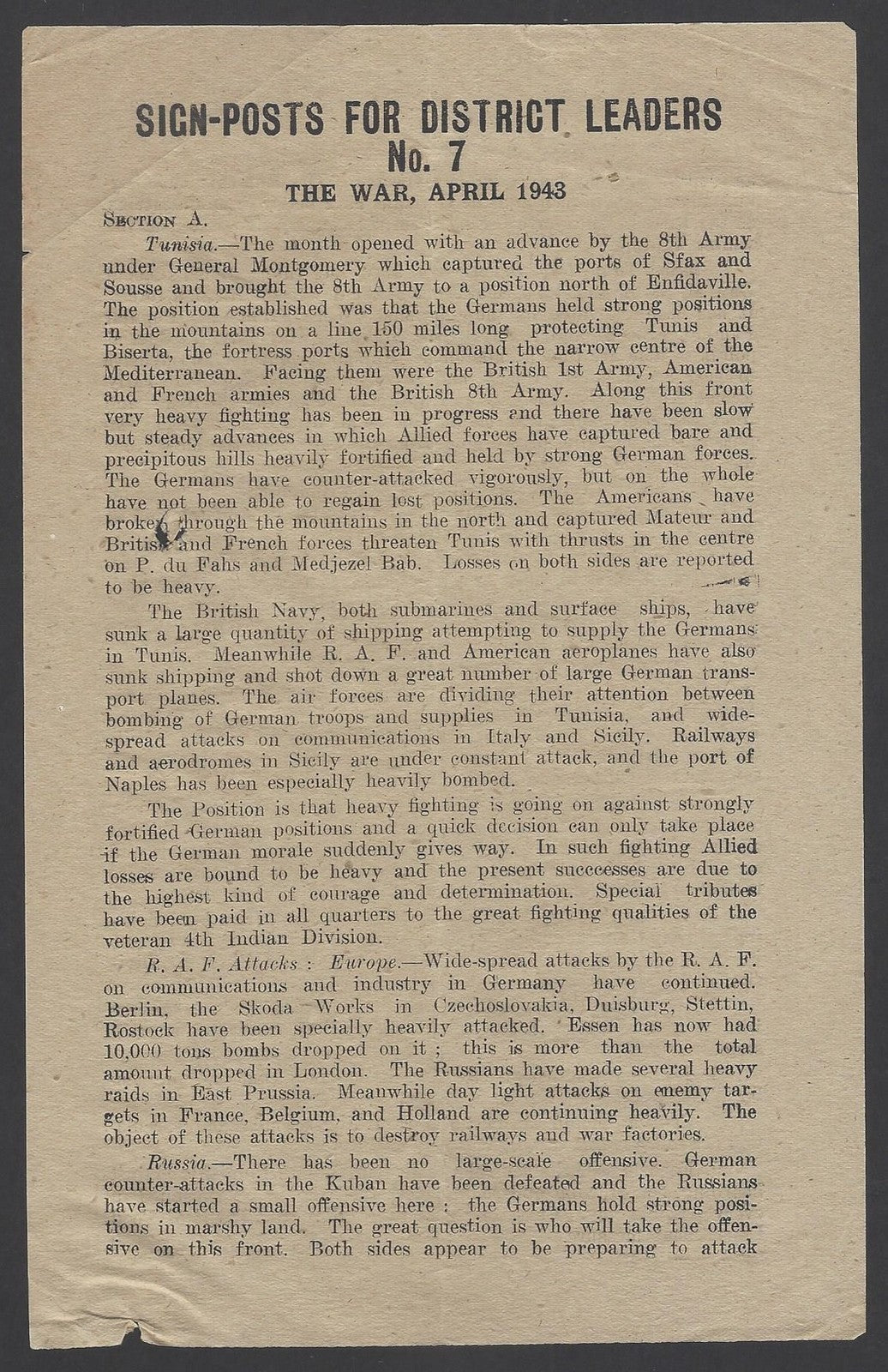 India 1943 WW2 National War Front Propaganda Leaflet Sign-Posts District Leaders