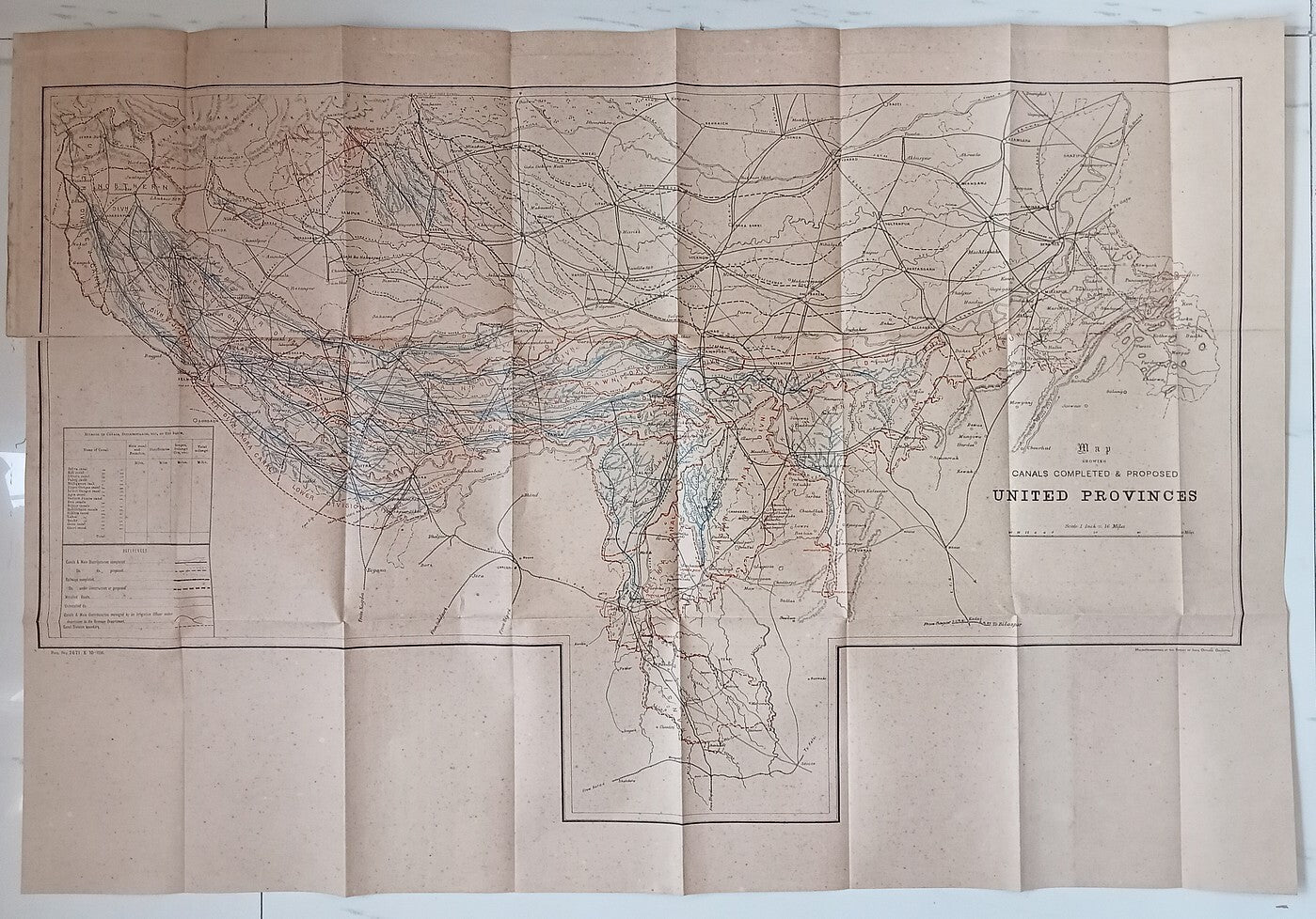 Vintage Survey of India UNITED PROVINCES CANALS COMPLETED & PROPOSED 26" x 39"