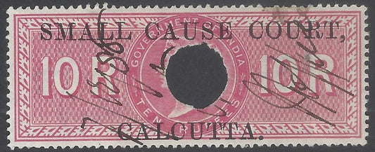 AOP India QV 1868 SMALL CAUSE COURT CALCUTTA ovpt on Special Adhesive 10R red