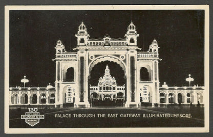AOP India vintage rppc real photo postcard ILLUMINATED PALACE, MYSORE