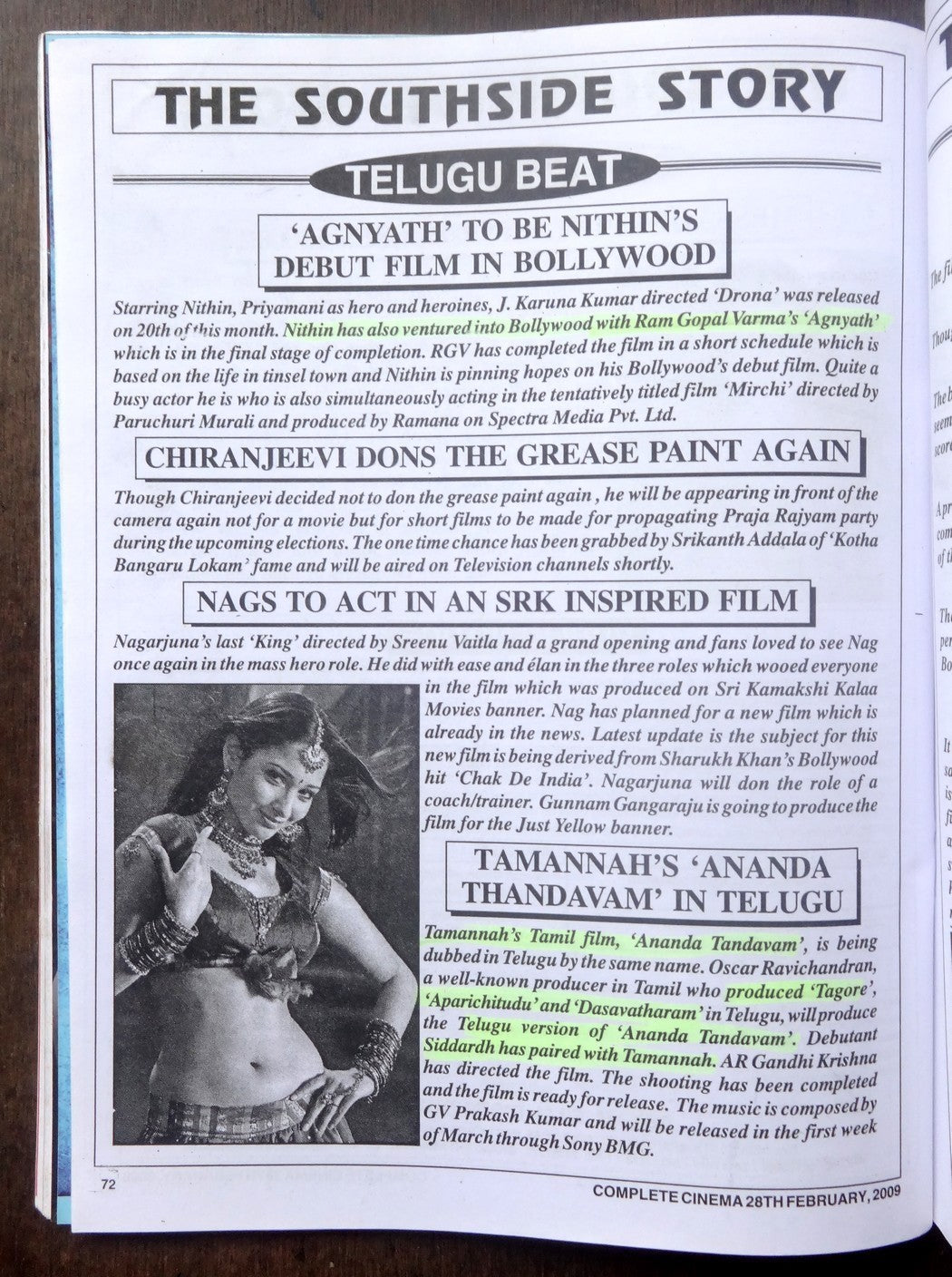 Bollywood Trade magazine COMPLETE CINEMA 28 Feb 2009 issue – Sunny Deol cover