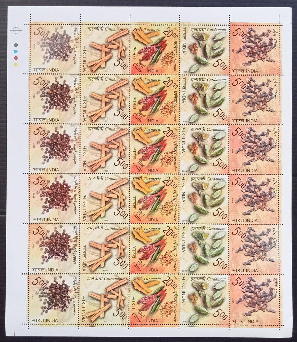 India 2013 Spices of India se-tenant sheet of 30 MNH