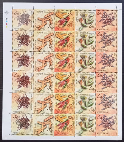 India 2013 Spices of India se-tenant sheet of 30 MNH