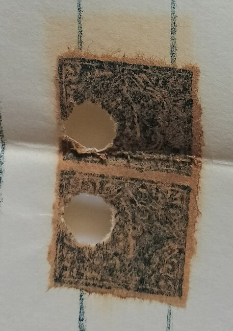 AOP India TONK State 1865-94 joined stamp papers 4R + 2R