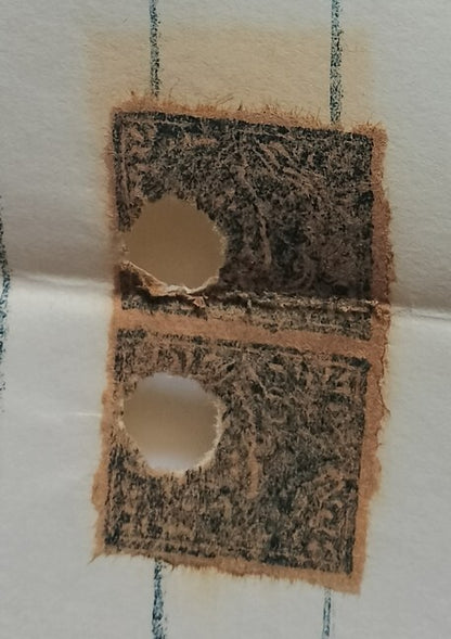 AOP India TONK State 1865-94 joined stamp papers 4R + 2R