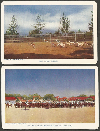India Bhavnagar State 4.5" x 7" 1940s vintage view cards with State crests (5)