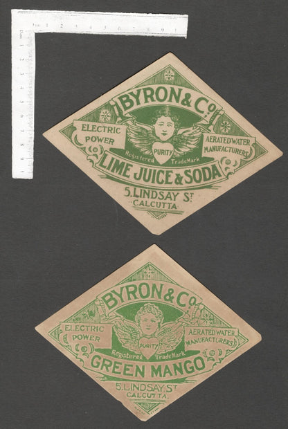 AOP India vintage BYRON & CO. Calcutta ELECTRIC POWER Aerated Drink labels (8)
