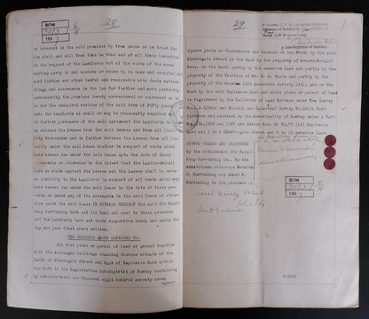 AOP India 1937 indenture signed Fazulbhoy Currimbhoy