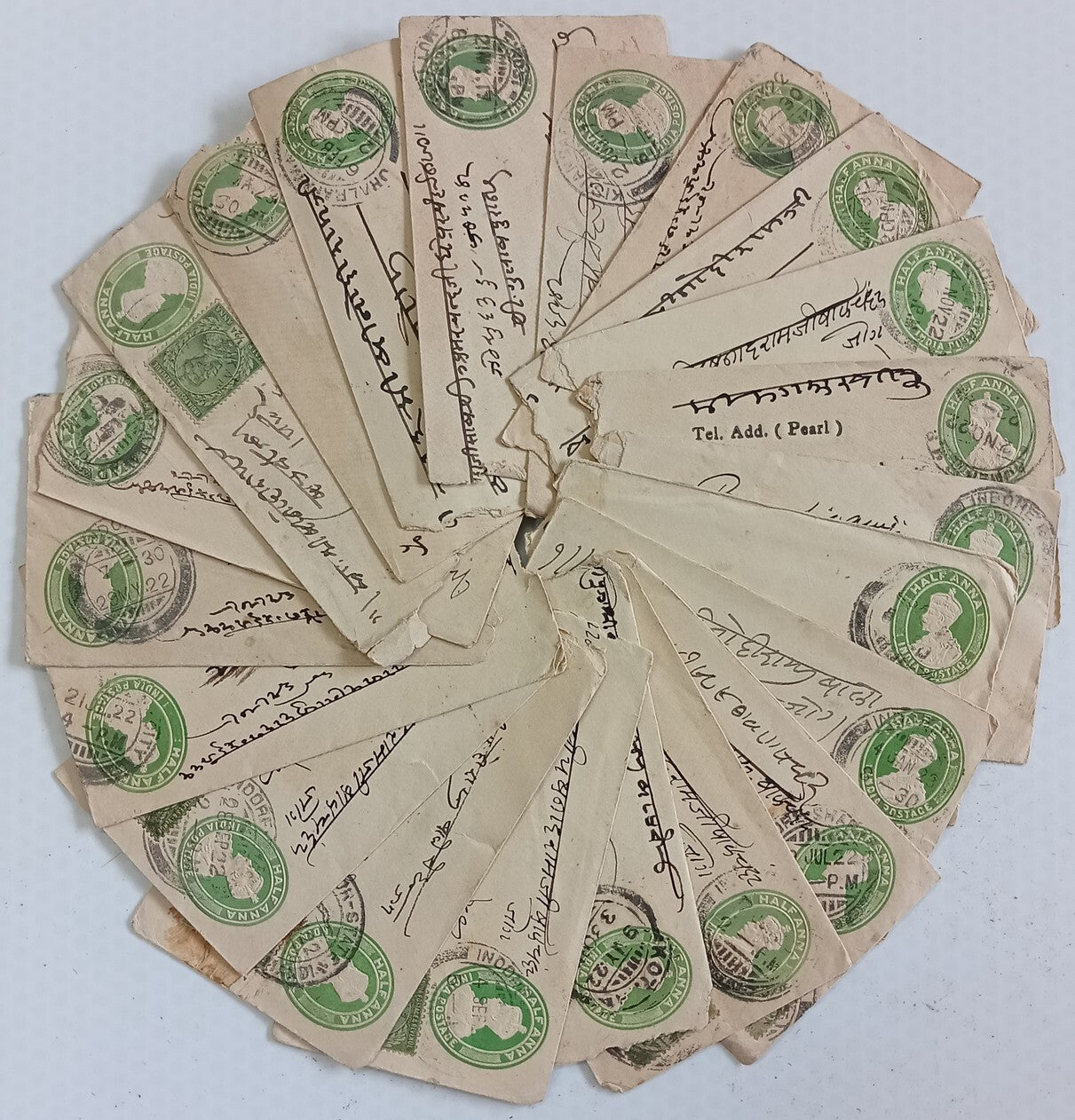 AOP India KGV 1/2a green envelopes x 100 selected for condition WHOLESALE
