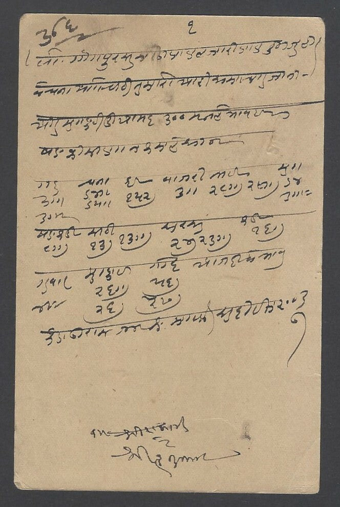 AOP India Jaipur State 1/2a postal card with intalgio bagseal? cancellation