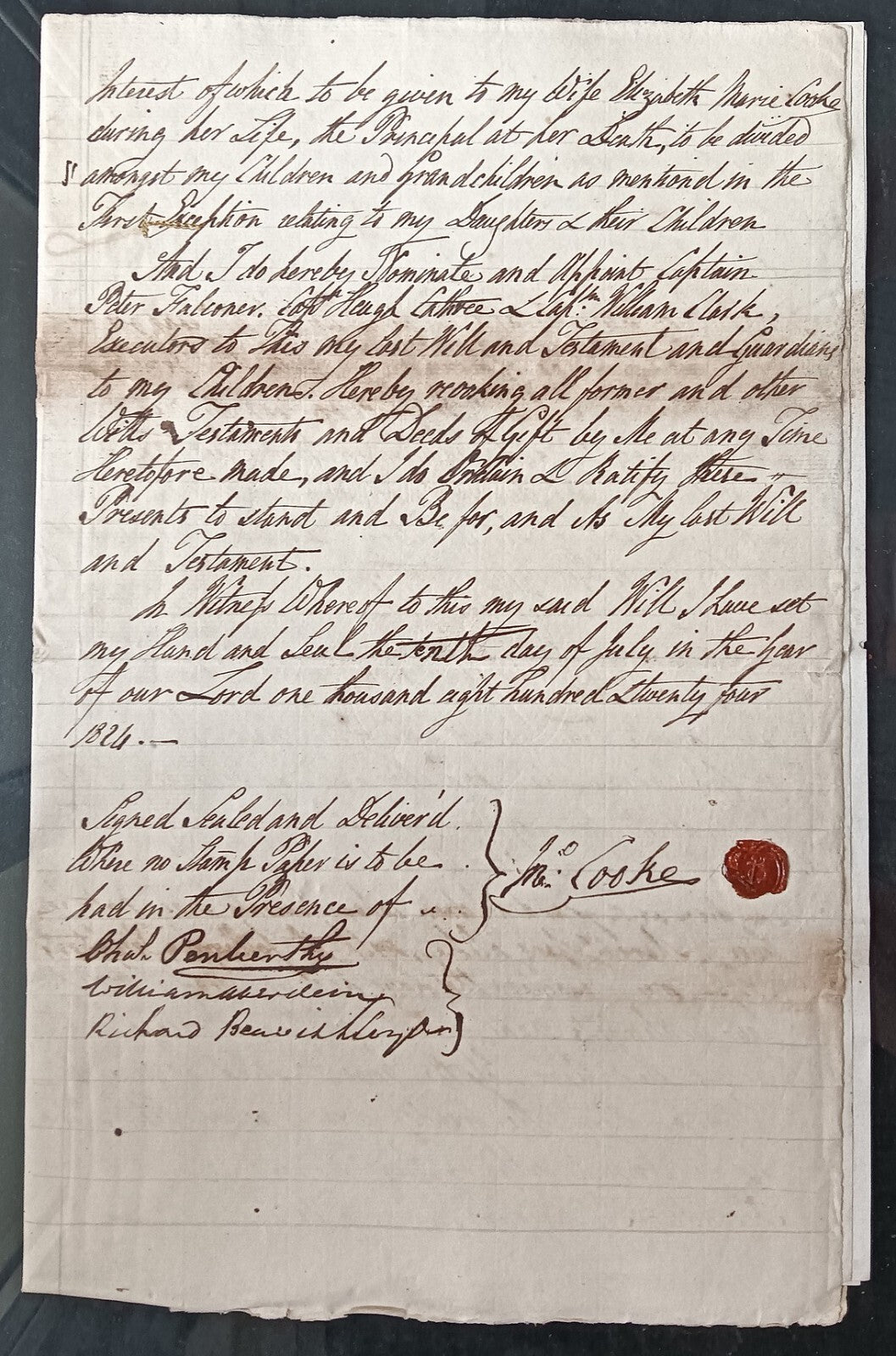 India King George IV 1828 Fort William, Calcutta 6 page document